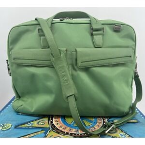 Tumi Nylon Leather Laptop Bag Messenger Lime Green 15x12x3 Yellow Interior